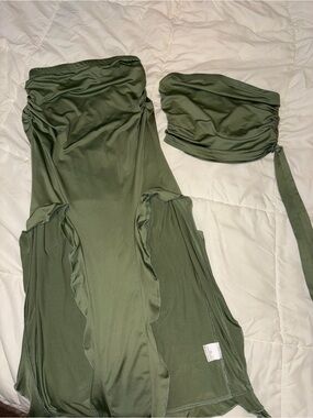 SHEIN Olive Green Strapless Two-Piece Set